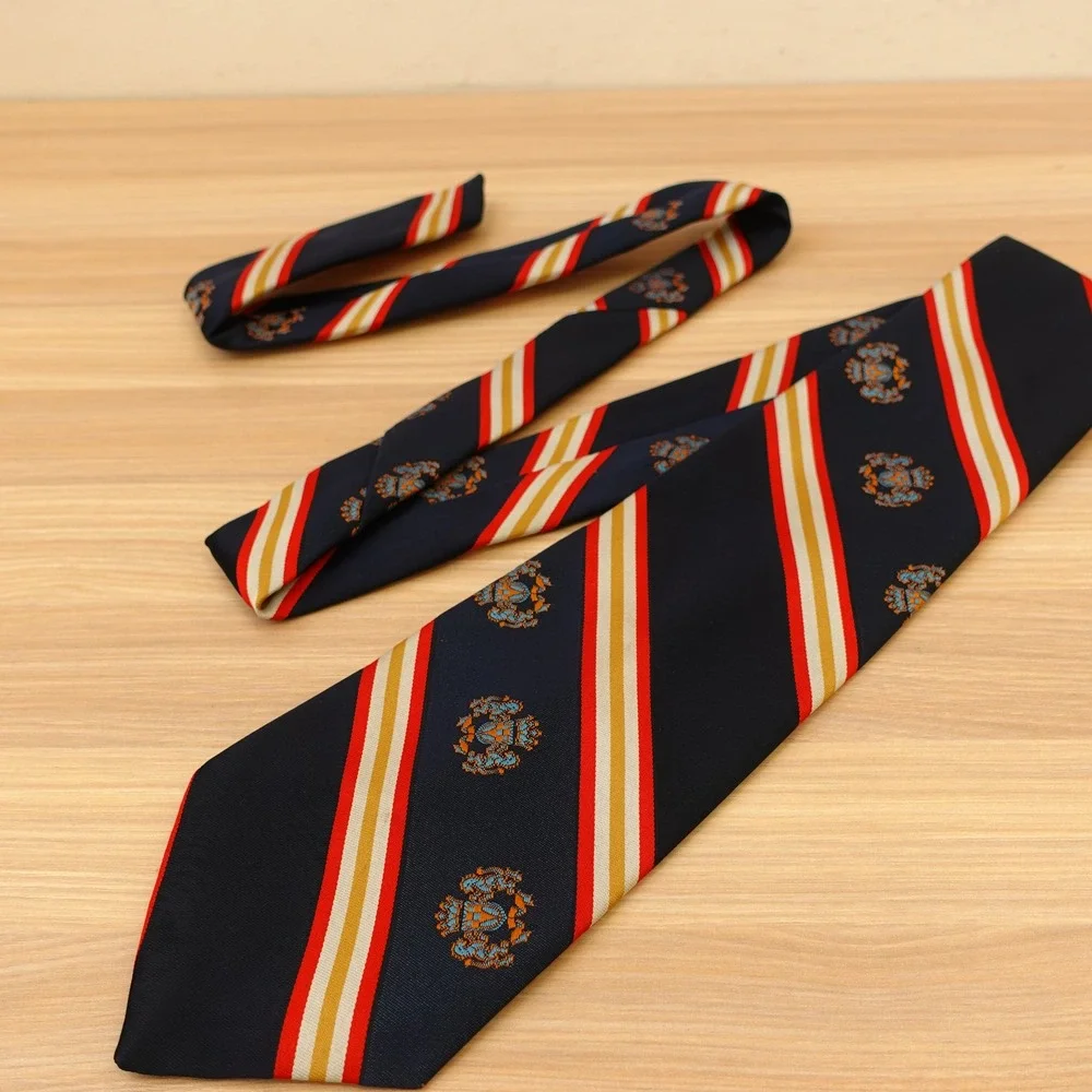 Vintage Repp Stripe Neck Tie Mens Navy Blue Ivy Crest Regimental GRENADA Excello